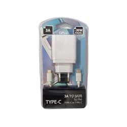 מטען קיר טעינה מהירה 3A כולל כבל TYPE-C TO- TYPE-C